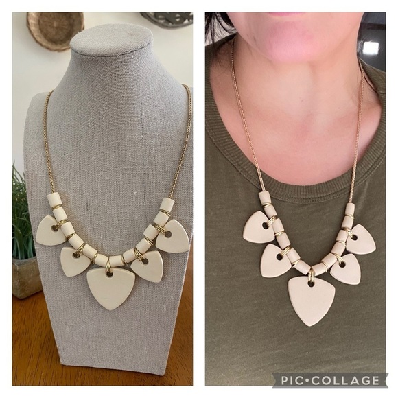 Hand Crafted Jewelry - Handmade/Hand crafted polymer Clay statement necklace in ivory and gold